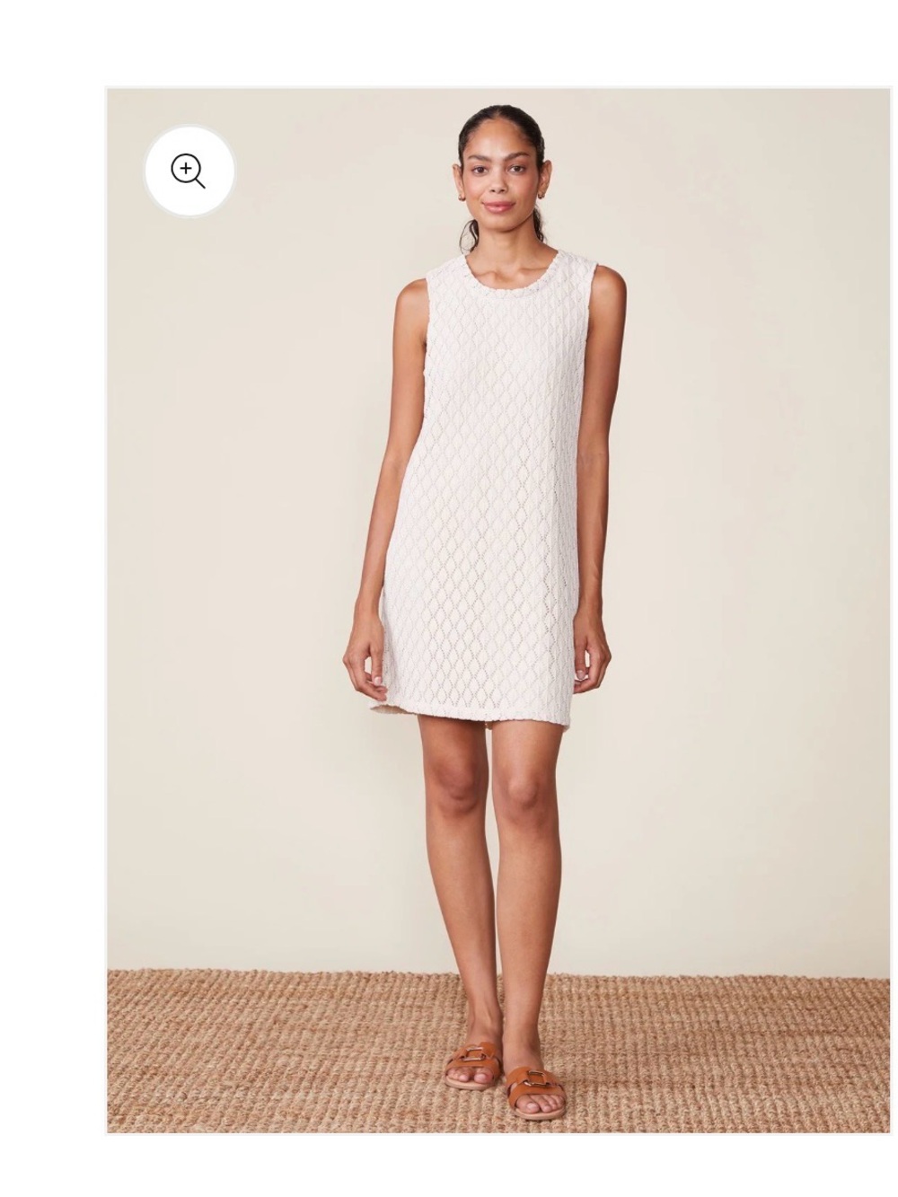 Sleeveless Ivory Mini Dress - Elegant Textured Knit